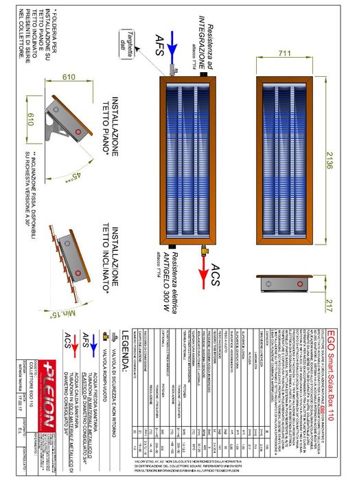 EGO 110 - Disegno tecnico collettore solare